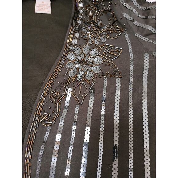 VNT Beaded Sequins Bolero Shrug Sz M Brown Sparkle Wedding Party Elegant Regency - Picture 11 of 16